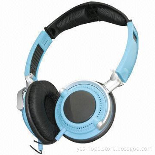 Blue Headphone with In-line Control and Mic